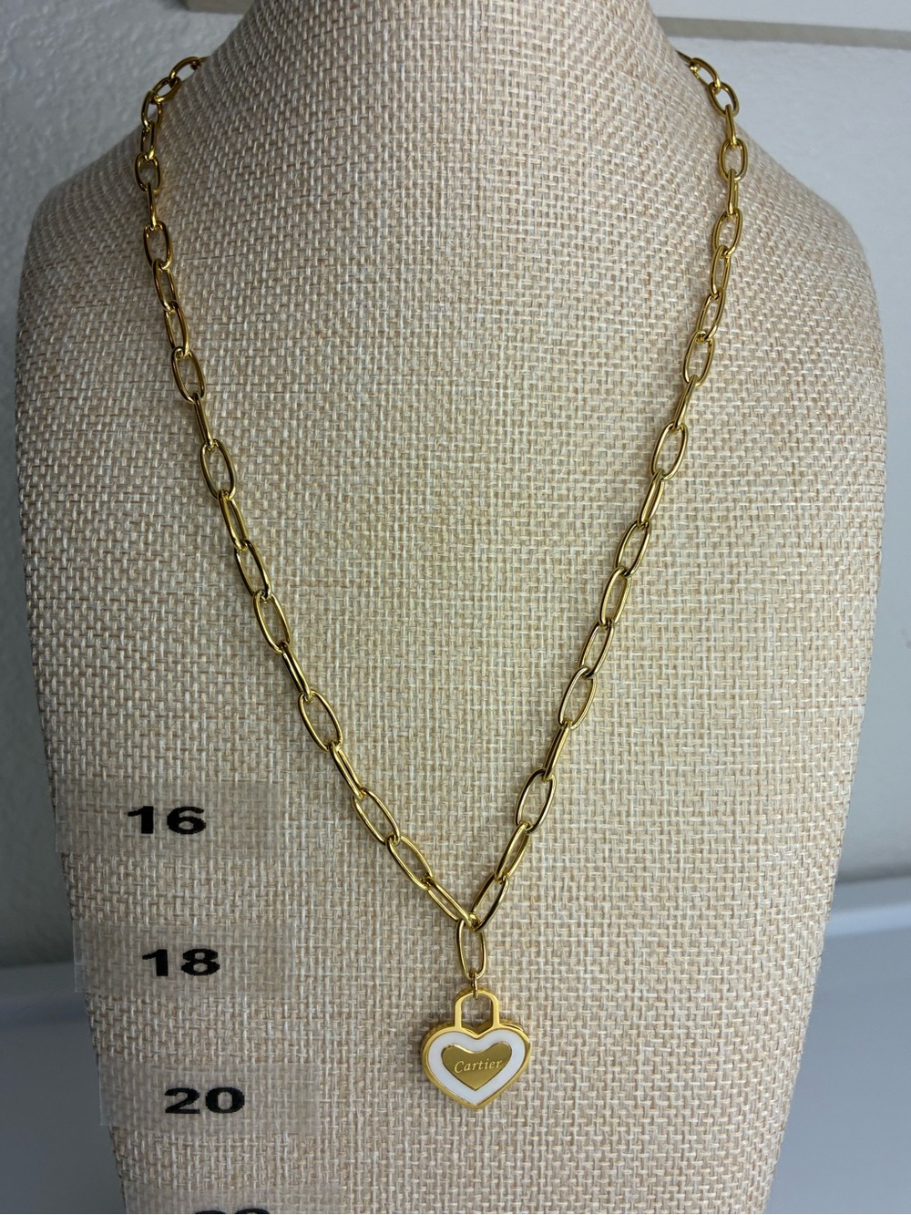 Vintage Gold Heart Pendant Necklace - K18